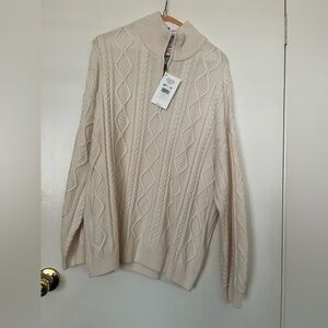 Splendid Ivory Cable Knit Turtleneck Sweater - Women’s size L